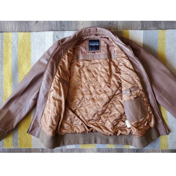 ROCHAS Paris Brown Leather Bomber Jacket - XL - Picture 6 of 10
